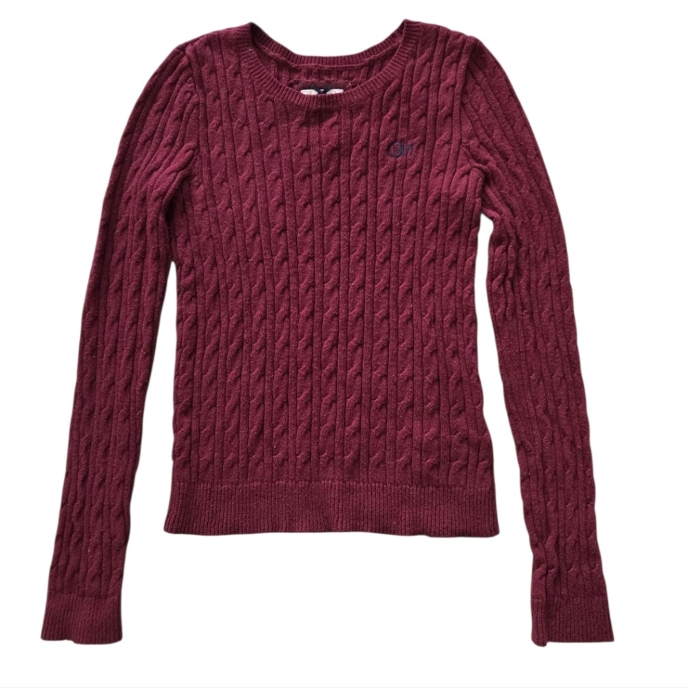 Gilly Hicks Cable Knit Burgundy Sweater Women's Small Preppy Fisherman Y2K Bella